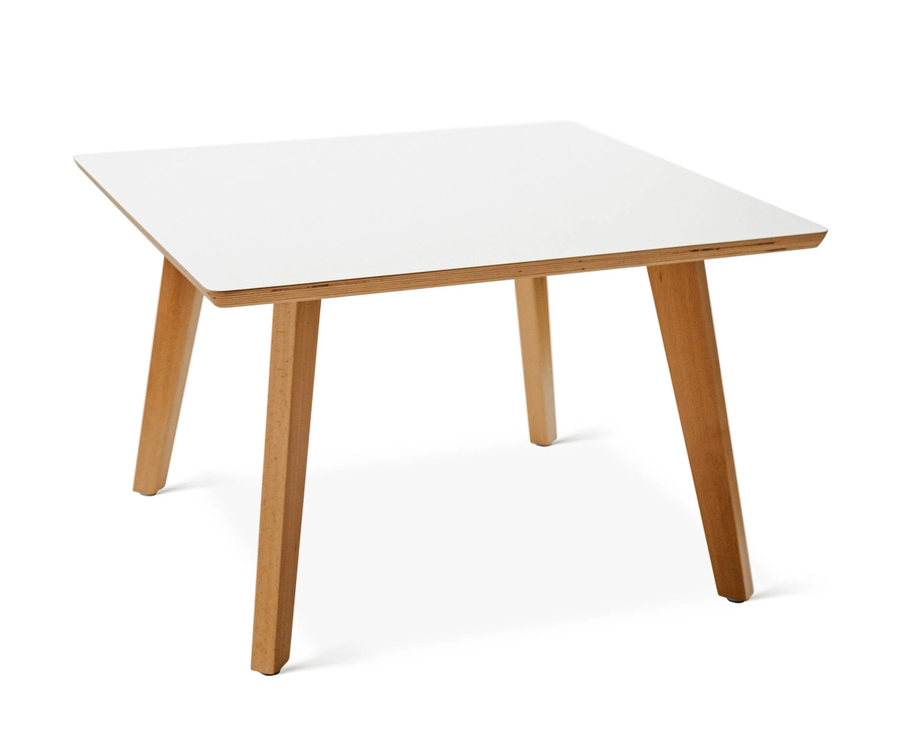 Coffee square beech white - stolik kawowy kwadratowy z bukowymi nogami - Stolik kawowy kwadratowy, bukowe nogi biały blat | RetroCegła