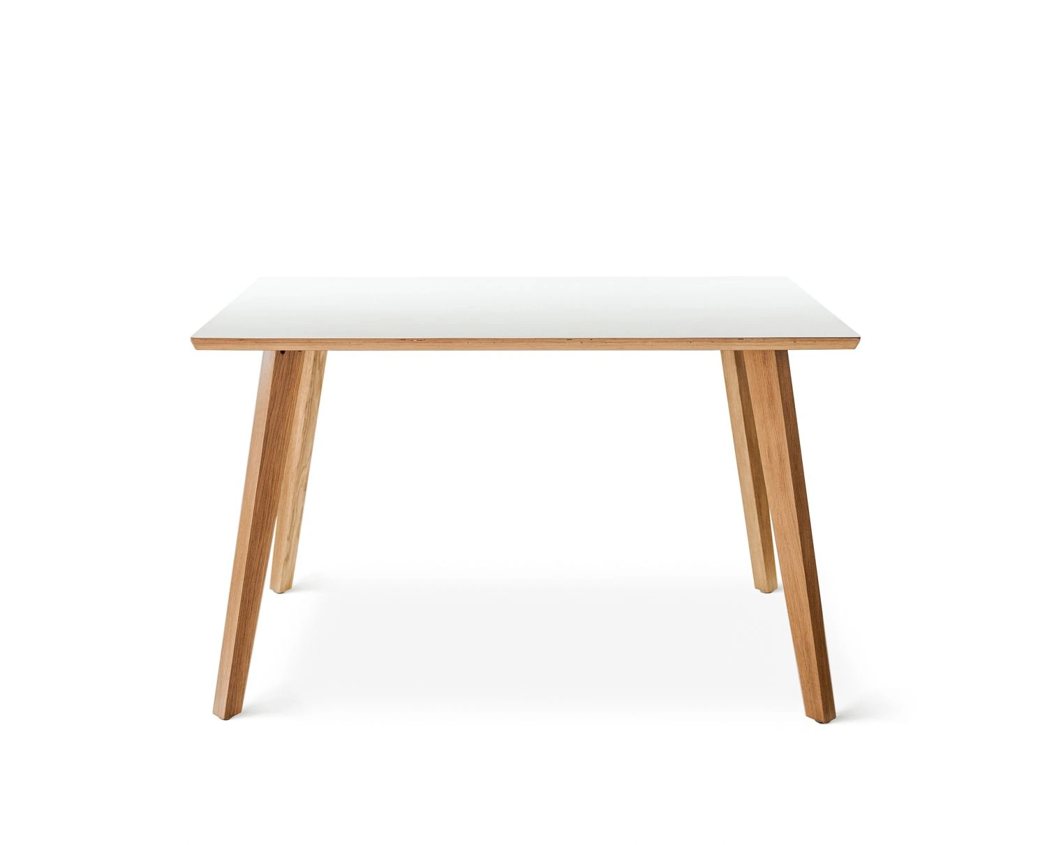 Dining rectangular oak 120 - stół prostokątny z dębowymi nogami - Stół drewniany laminowany biały do kuchni | RetroCegła