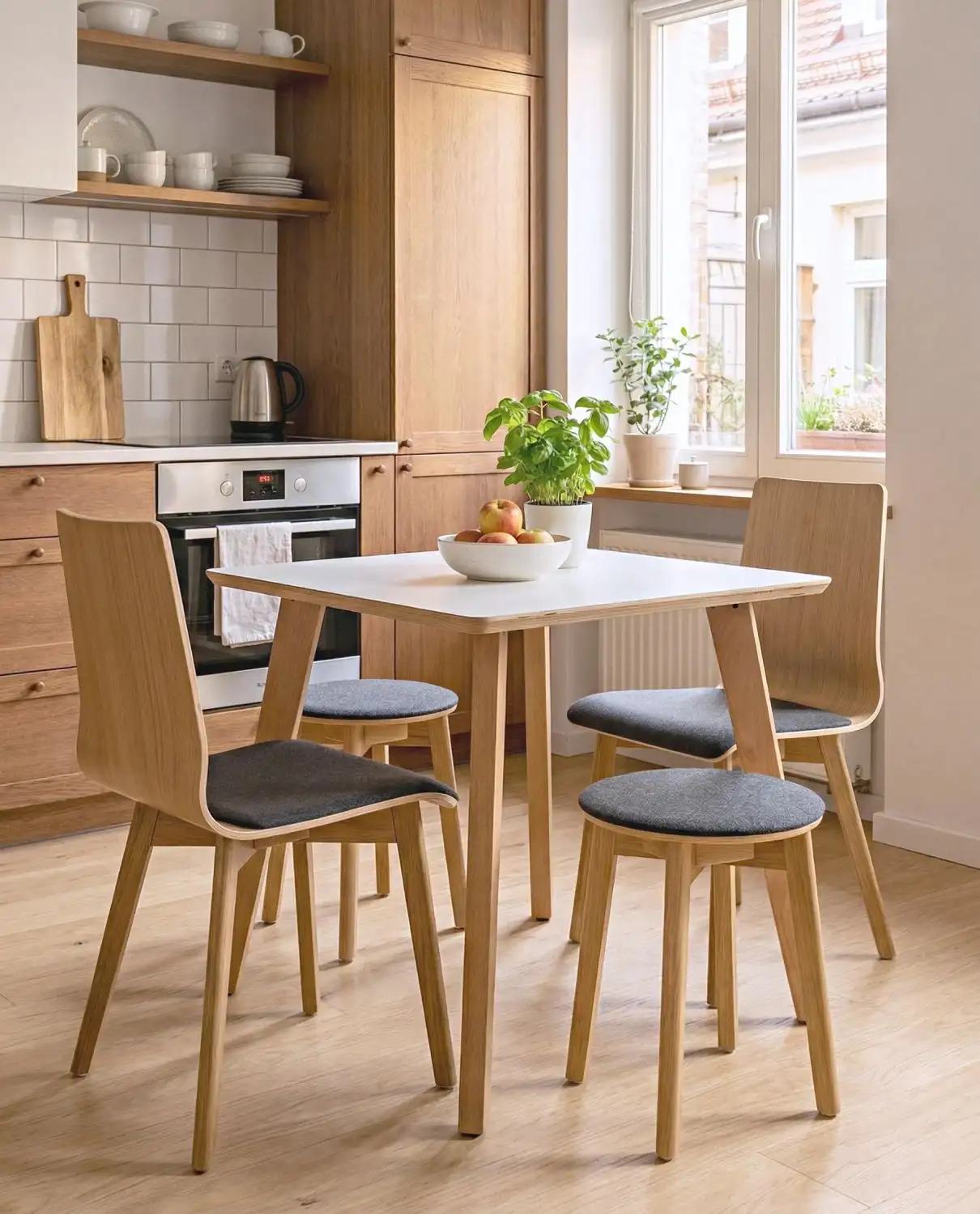 Natural Dining Square Beech białe 80 cm - Stół kwadratowy 80 cm z bukowymi nogami